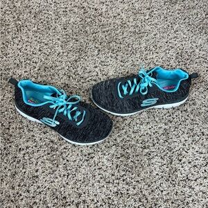 Skechers Black and Blue Sneakers with Mesh Upper